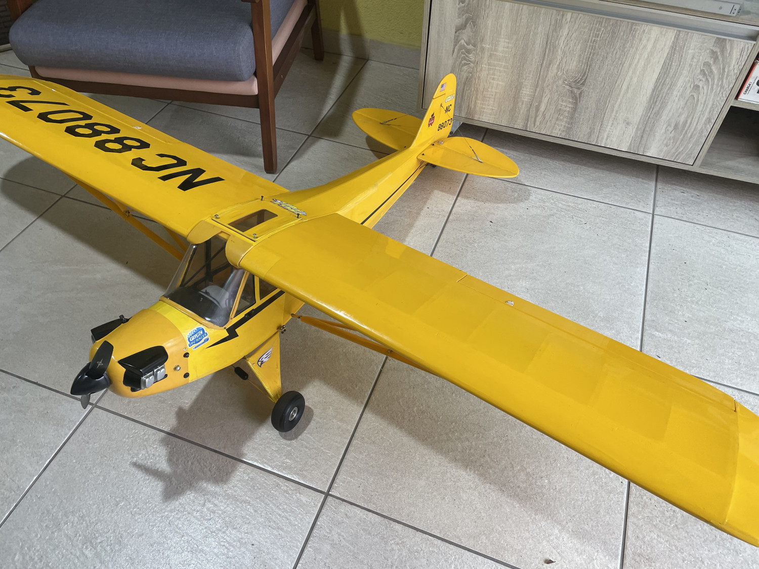 Piper Cub J3 1/5 Hangar 9 , Motor ASP 61 FS novo