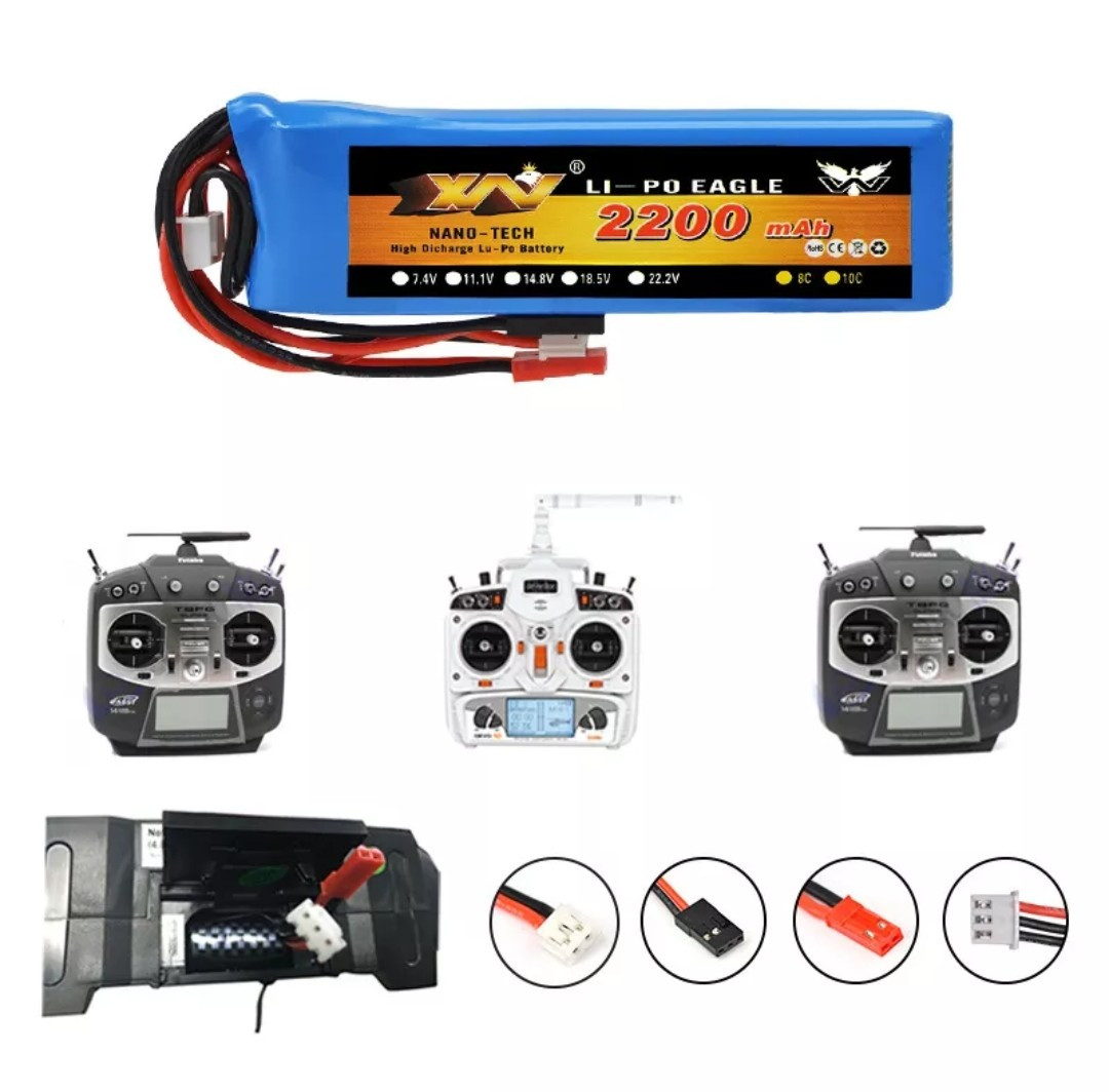 Bateria Lipo 2S 7.4v 2200mah Rádios Futaba