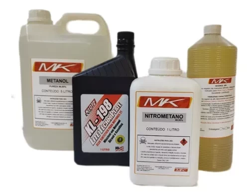 Kit combustível MK 5L metanol + 1 Nitrometano + 1L klotz + 1L ricino MK combustível caseirol aeromodelo automodelo